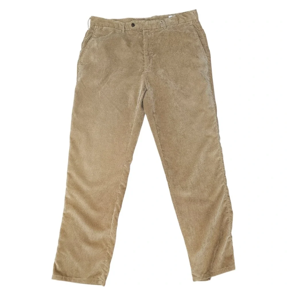 Peter Millar Nanoluxe Corduroy Pants Mens 38x32 Tan Straight Stretch Casual